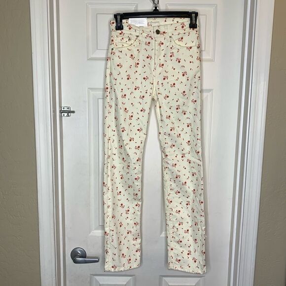 H&M Slim Fit Cropped Leg High Rise Floral Jeans Size 4 - Picture 1 of 6
